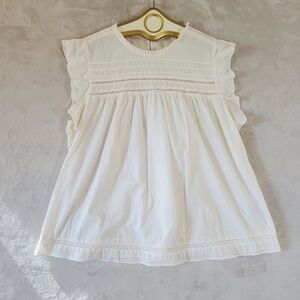 Old Navy Cream Flutter Sleeve Shirt XXL  Smocking Hem Stitching